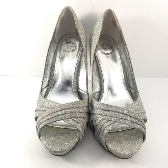 I. Miller Beautiful Shoes Sparkly Silver Peep Toe Stiletto SIZE 8.5. S753 - Picture 2 of 7